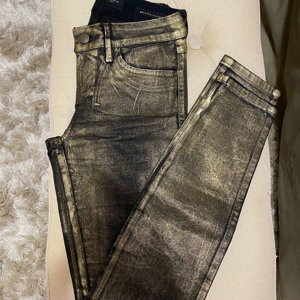 Guess Gold Metallic Stretchy Skinny Jeans